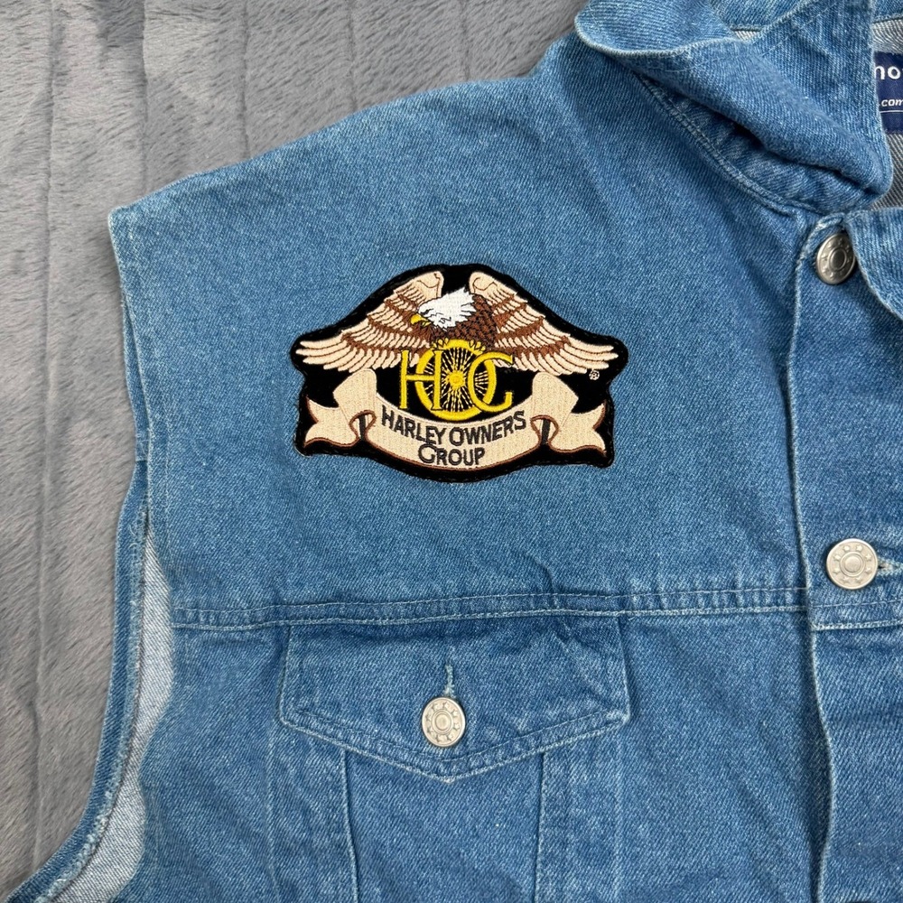 A Denim Shop Harley Owners Group HOG Patch Denim Vest Mens 4XL Blue Biker - Picture 4 of 7